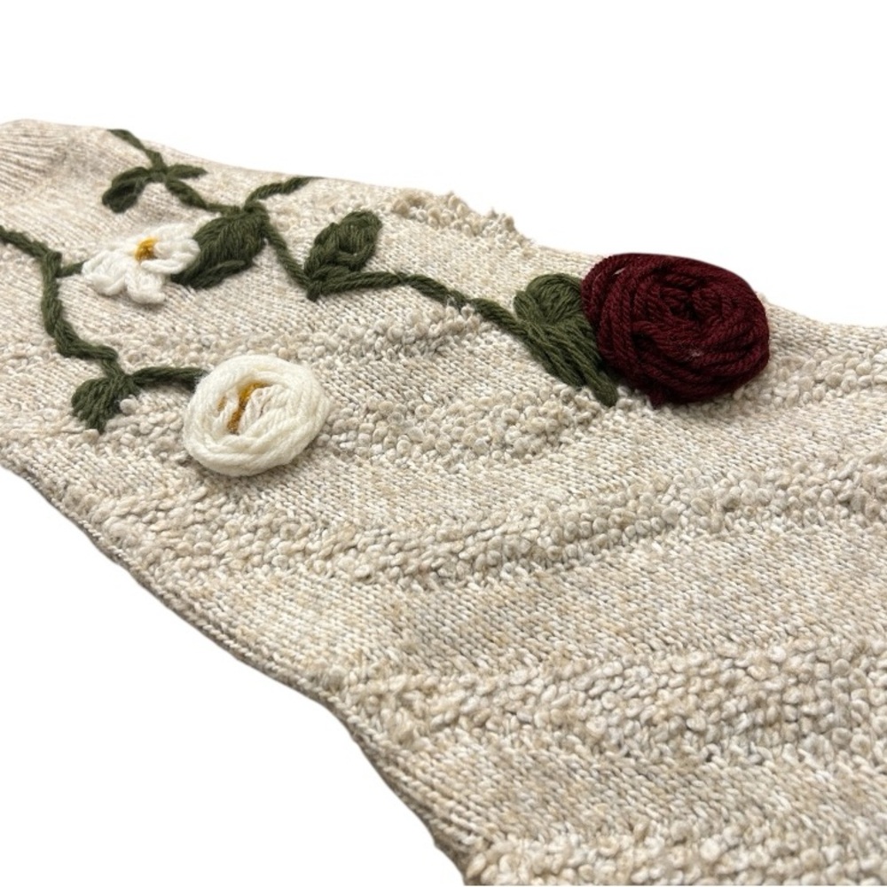A New Day Floral Crew Neck Knit Textured Sweater Oatmeal Size XS - Picture 11 of 13